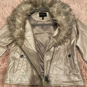 Jessica Simpson Faux leather and Faux fur jacket